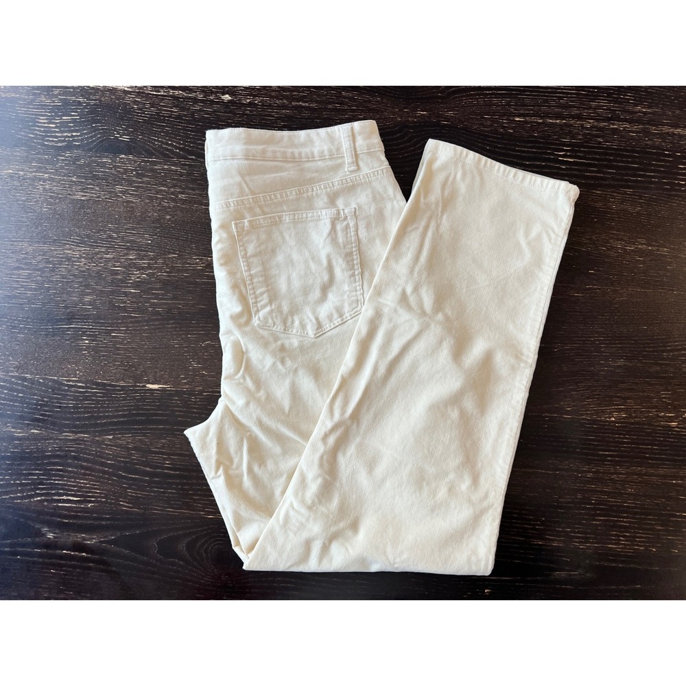 Talbots Ivory Corduroy Straight Leg Slimming Pants Size 16 NWT Cream High Rise